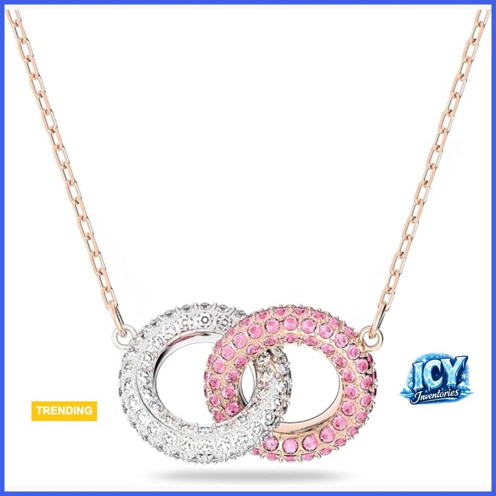 Swarovski Crystal Pendant Necklace Rose Gold-Tone Chain